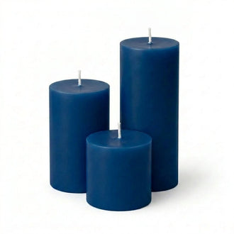 Richland Pillar Candles 4 x4", 4"x6" & 4"x9 Navy Blue Set of 3