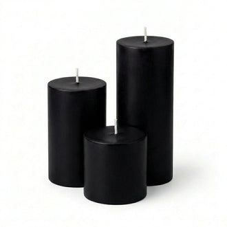 Richland Pillar Candles 4 x4", 4"x6" & 4"x9 Black Set of 3