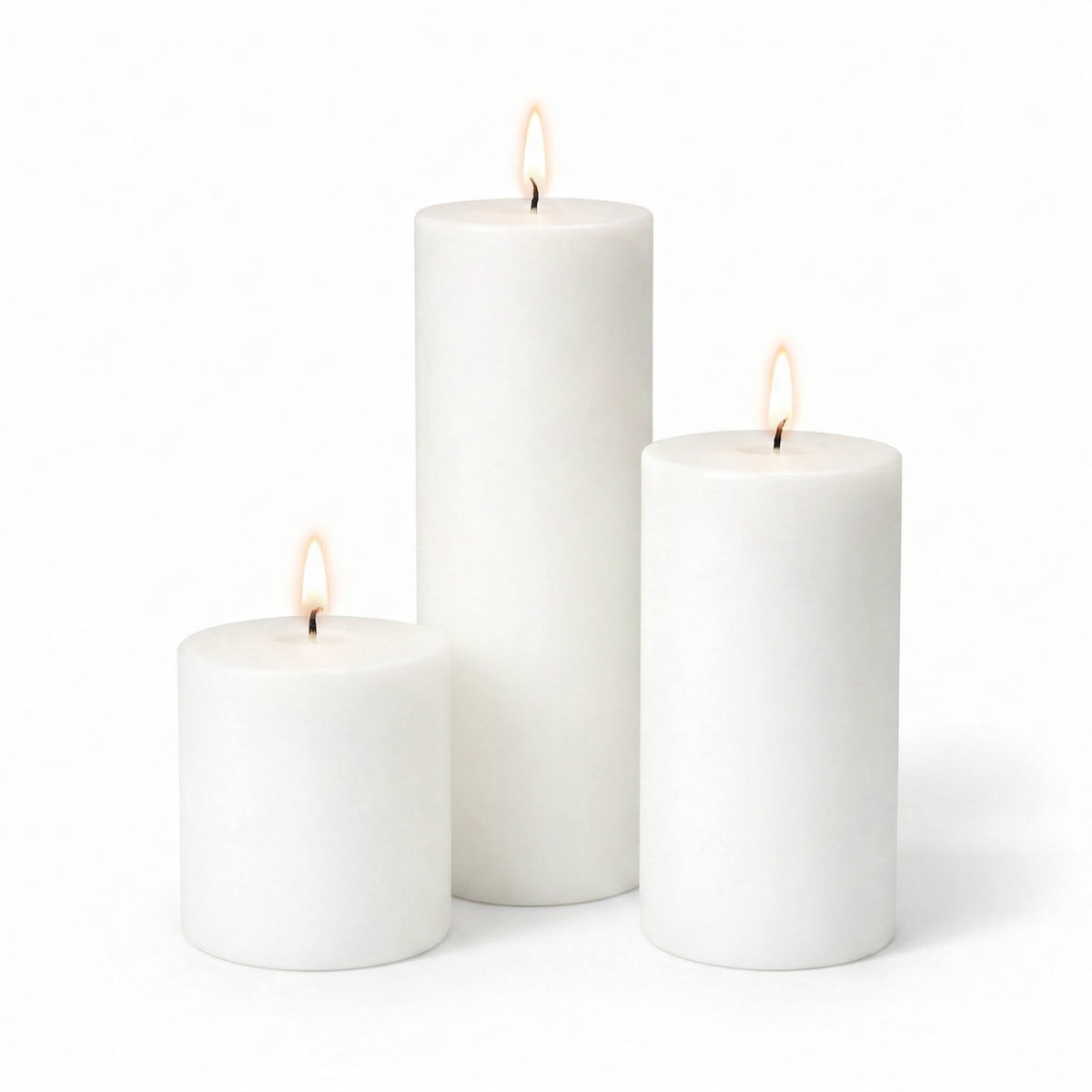 Richland Pillar Candles 3"x3", 3"x6" & 3"x9" White Set of 36
