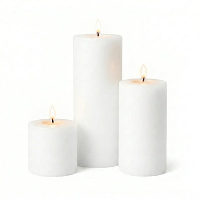 Richland Pillar Candles 3"x3", 3"x6" & 3"x9" White Set of 36 - thumbnail number 2