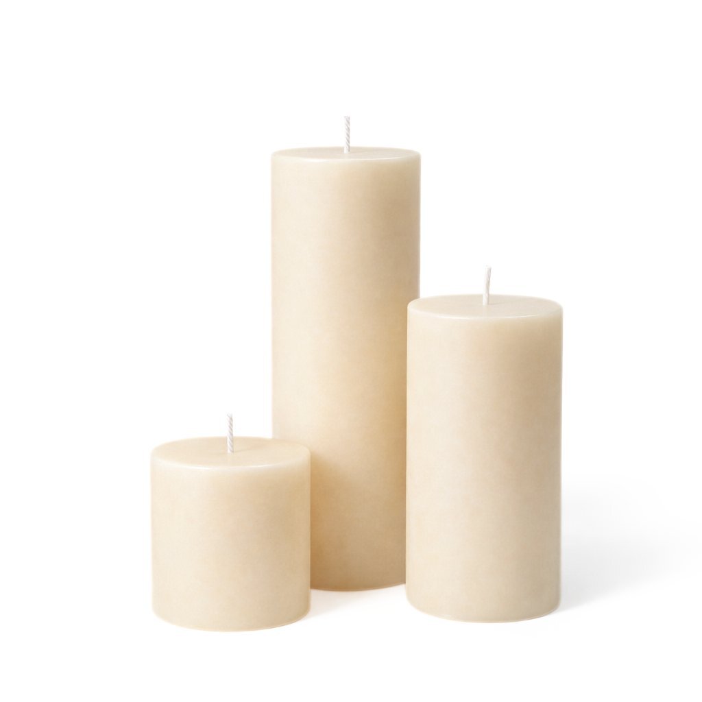 Richland Pillar Candles 3"x3", 3"x6" & 3"x9" Ivory Set of 18