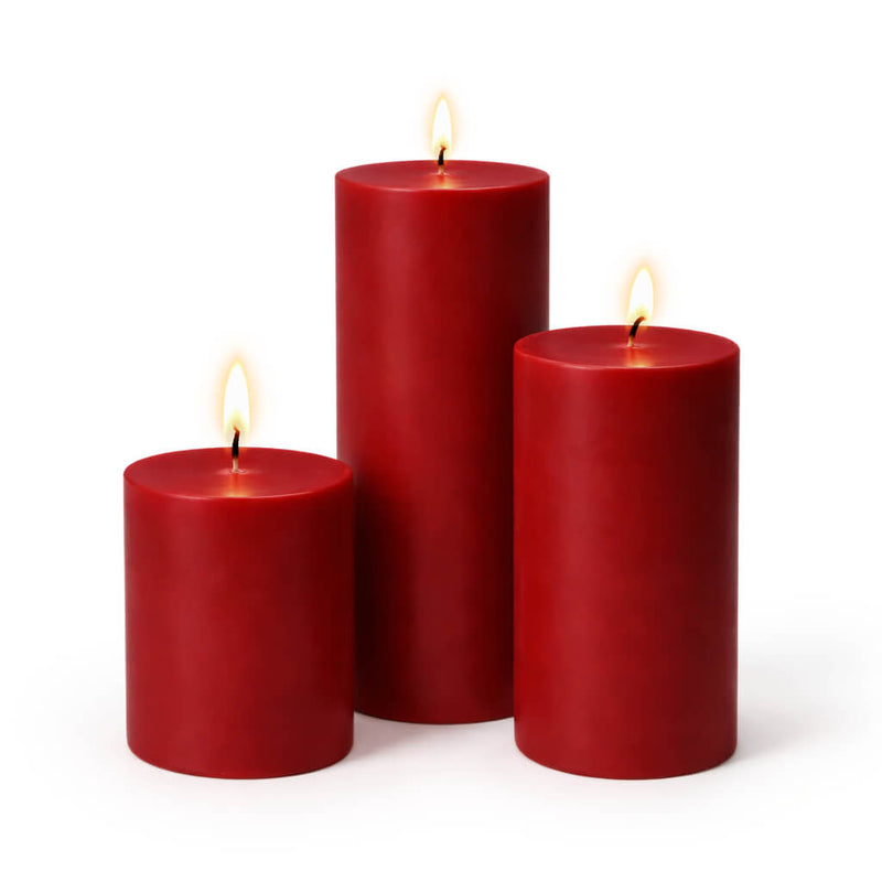 Richland Pillar Candles 3"x3", 3"x6" & 3"x9" Red Set of 36 - thumbnail number 2