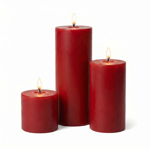 Richland Pillar Candles 3"x3", 3"x6" & 3"x9" Red Set of 36