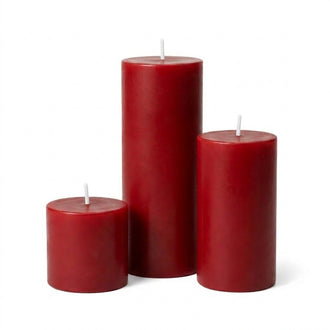 Richland Pillar Candles 3"x3", 3"x6" & 3"x9" Red Set of 3