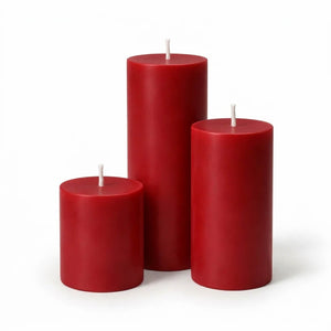 Richland Pillar Candles 3"x3", 3"x6" & 3"x9" Red Set of 36