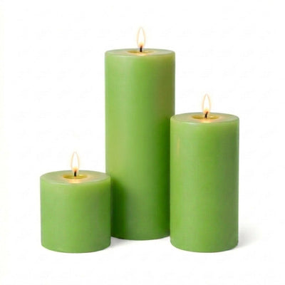Richland Pillar Candles 3"x3", 3"x6" & 3"x9" Green Set of 18 - thumbnail number 2