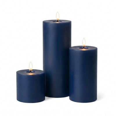 Richland Pillar Candles 3"x3", 3"x6" & 3"x9" Navy Blue Set of 12 - thumbnail number 2