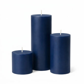 Richland Pillar Candles 3"x3", 3"x6" & 3"x9" Navy Blue Set of 3