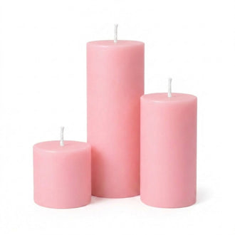 Richland Pillar Candles 3"x3", 3"x6" & 3"x9" Pink Set of 3