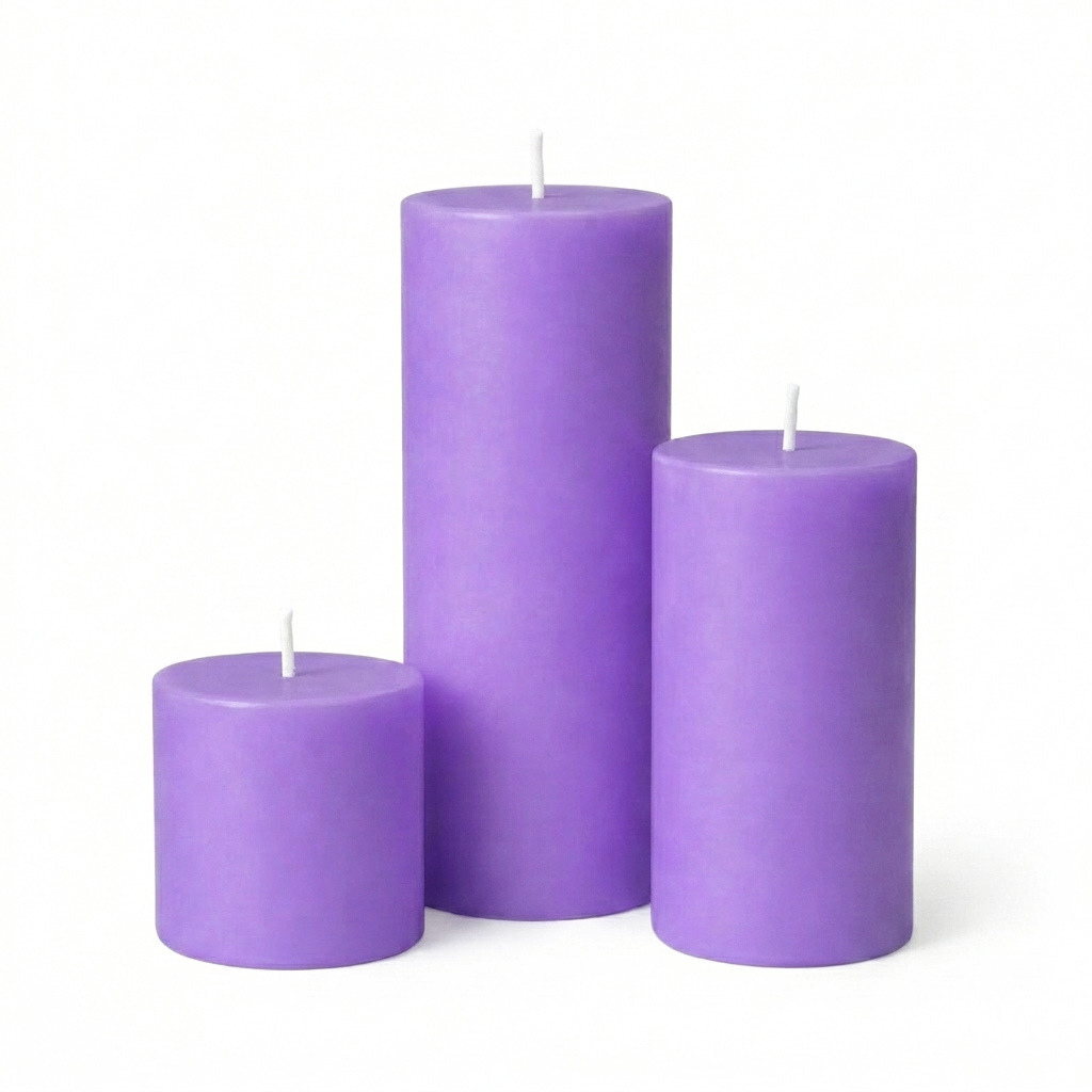 Richland Pillar Candles 3"x3", 3"x6" & 3"x9" Lavender Set of 12
