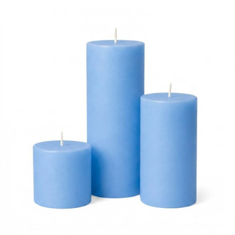 Richland Pillar Candles 3"x3", 3"x6" & 3"x9" Light Blue Set of 3
