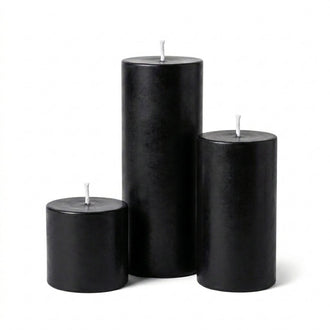 Richland Pillar Candles 3"x3", 3"x6" & 3"x9" Black Set of 3