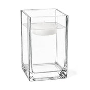 Clear 6" square vase filled with water and a floating candle - thumbnail number 4