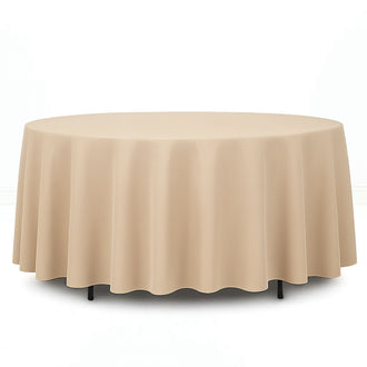 Premium Polyester Round Tablecloth 108" - 220GSM - Beige - By TCF Linen