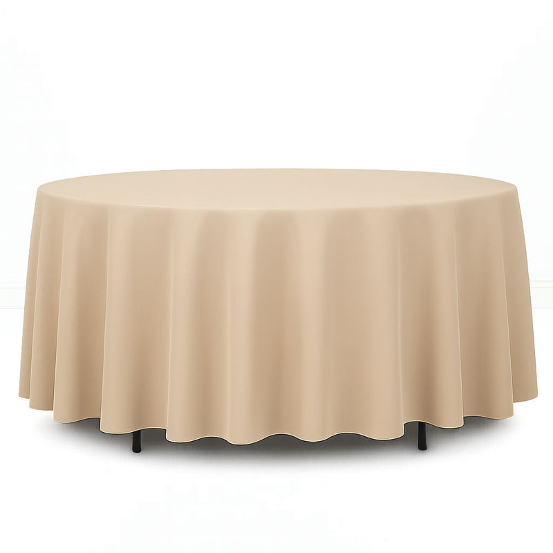 Premium Polyester Round Tablecloth 108" - 220GSM - Beige - By TCF Linen - thumbnail number 1