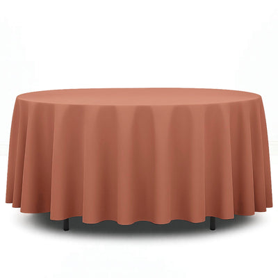 Premium Polyester Round Tablecloth 108" - 220GSM - Terracotta - By TCF Linen