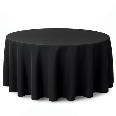 Premium Polyester Round Tablecloth 120" - 220GSM - Black - By TCF Linen - thumbnail number 1