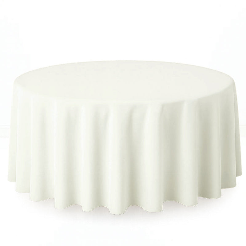 Premium Polyester Round Tablecloth 120" - 220GSM - Ivory - By TCF Linen - thumbnail number 1