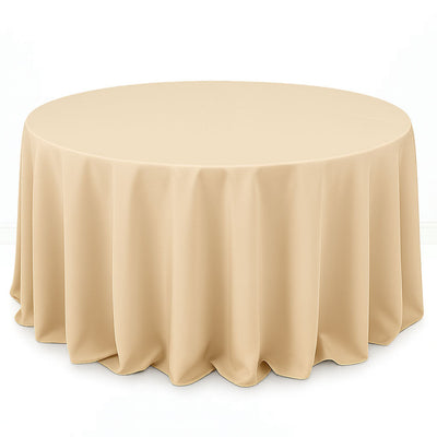 Premium Polyester Round Tablecloth 132" - 220GSM - Beige - By TCF Linen - thumbnail number 1