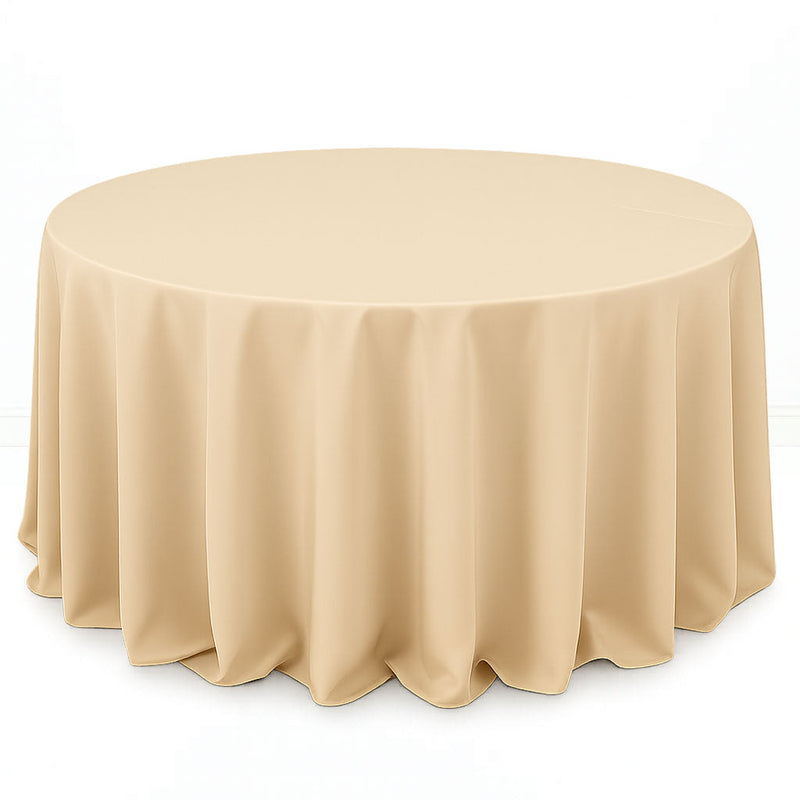 Premium Polyester Round Tablecloth 132" - 220GSM - Beige - By TCF Linen - thumbnail number 1