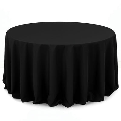 Premium Polyester Round Tablecloth 132" - 220GSM - Black - By TCF Linen - thumbnail number 1
