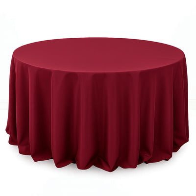 Premium Polyester Round Tablecloth 132" - 220GSM - Burgundy - By TCF Linen - thumbnail number 1