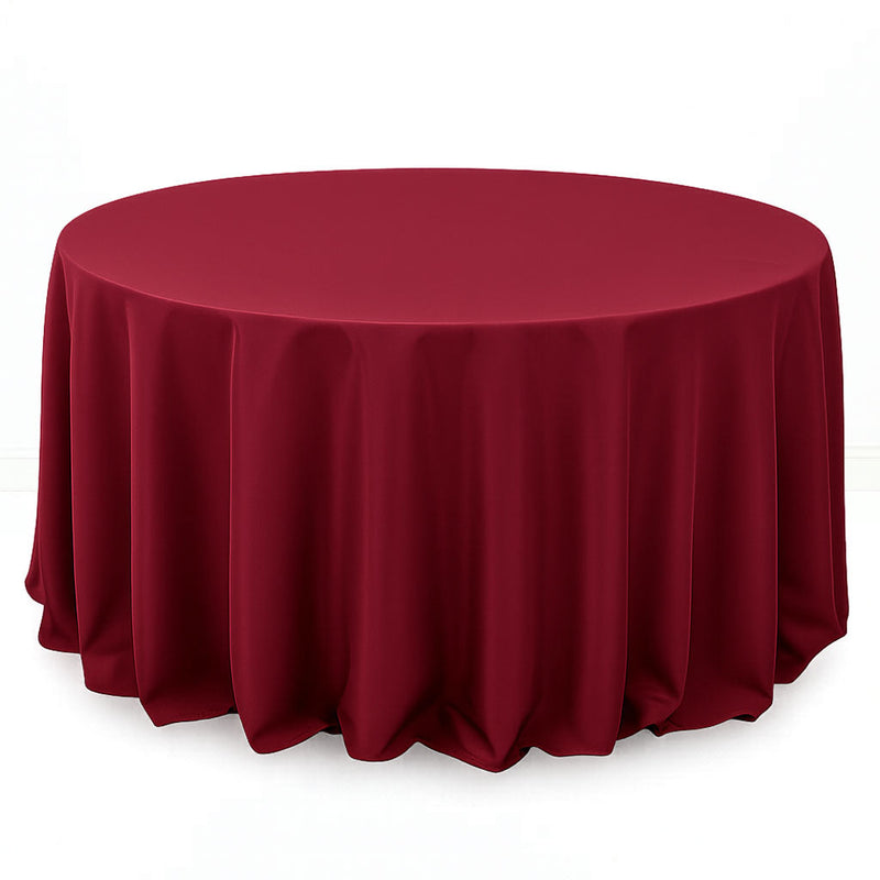 Premium Polyester Round Tablecloth 132" - 220GSM - Burgundy - By TCF Linen - thumbnail number 1