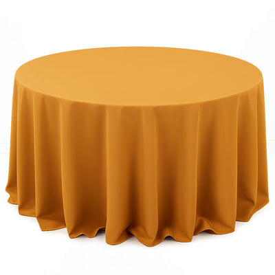 Premium Polyester Round Tablecloth 132" - 220GSM - Gold - By TCF Linen - thumbnail number 1