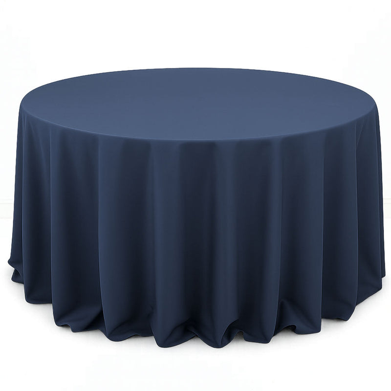 Premium Polyester Round Tablecloth 132" - 220GSM - Navy Blue - By TCF Linen - thumbnail number 1