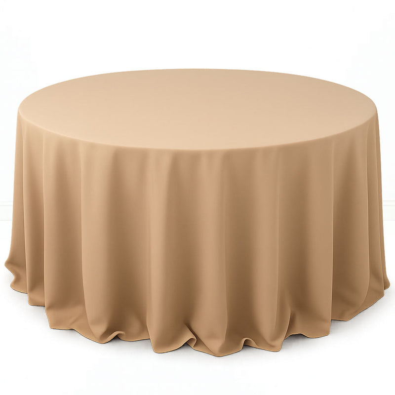 Premium Polyester Round Tablecloth 132" - 220GSM - Nude - By TCF Linen - thumbnail number 1