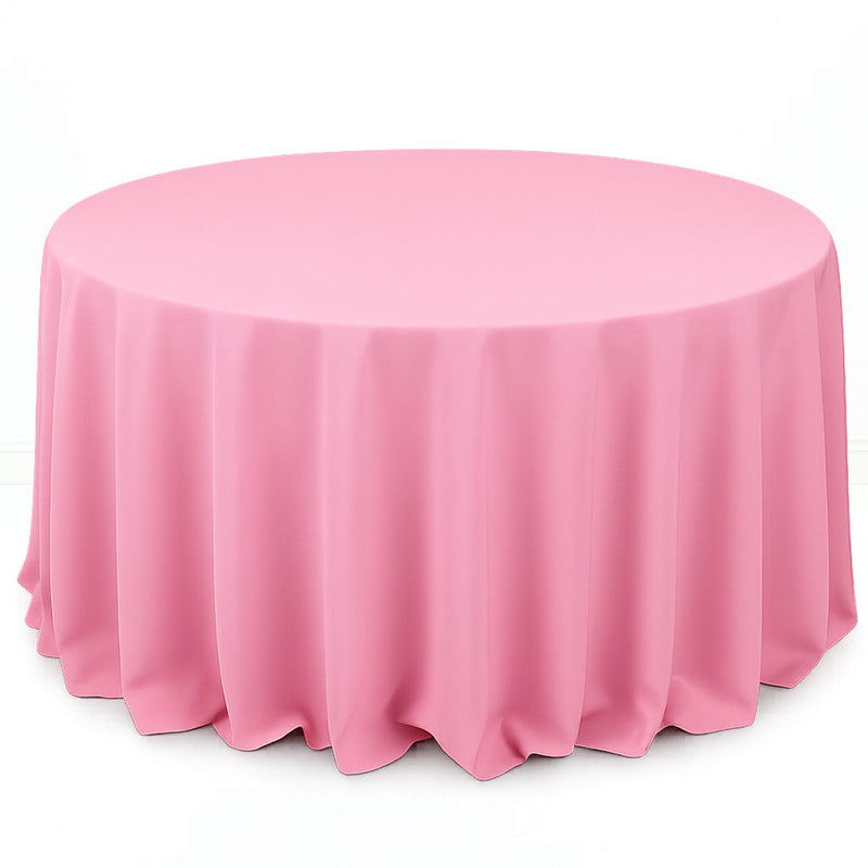 Premium Polyester Round Tablecloth 132" - 220GSM - Pink - By TCF Linen - thumbnail number 1