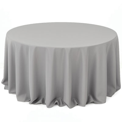 Premium Polyester Round Tablecloth 132" - 220GSM - Silver - By TCF Linen - thumbnail number 1