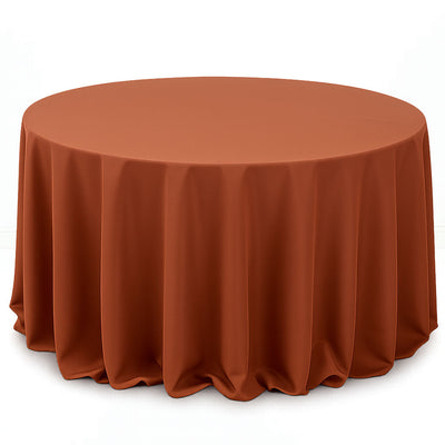 Premium Polyester Round Tablecloth 132" - 220GSM - Terracotta - By TCF Linen - thumbnail number 1