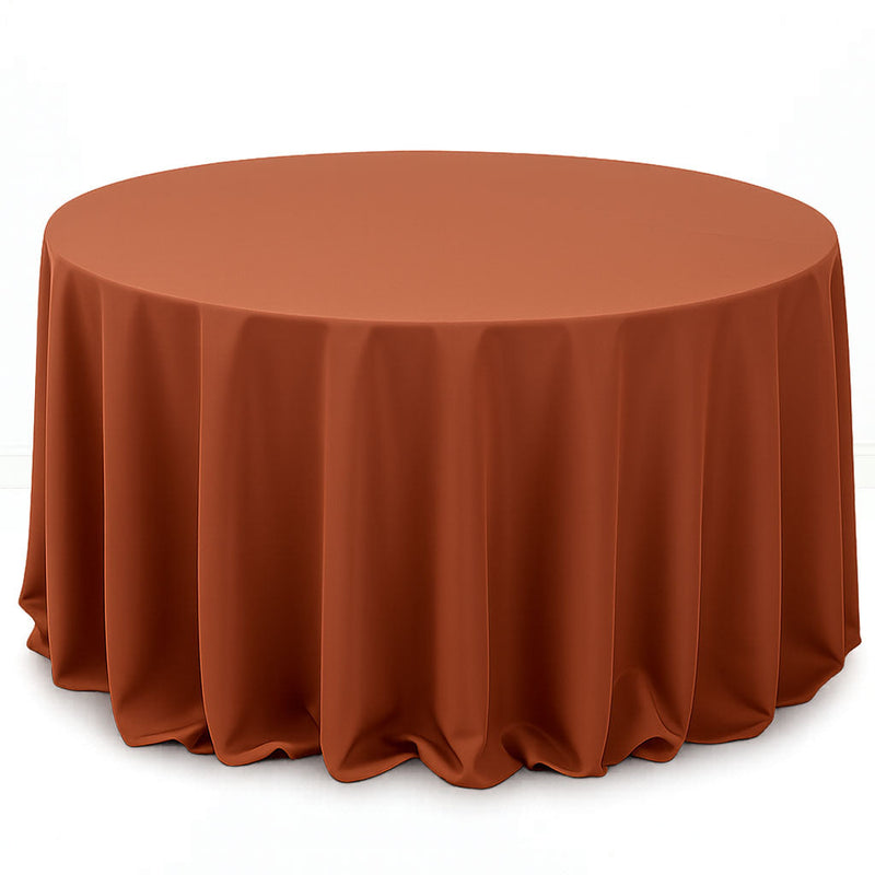 Premium Polyester Round Tablecloth 132" - 220GSM - Terracotta - By TCF Linen - thumbnail number 1