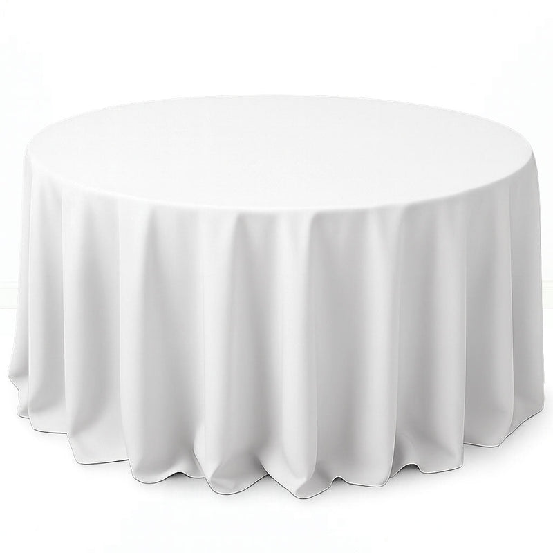 Premium Polyester Round Tablecloth 132" - 220GSM - White - By TCF Linen - thumbnail number 1