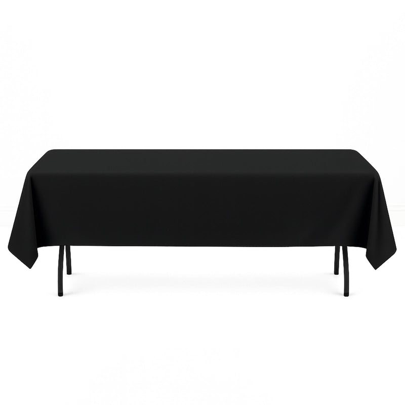 Premium Polyester Rectangle Tablecloth 60"x102" - 220GSM - Black - By TCF Linen - thumbnail number 1
