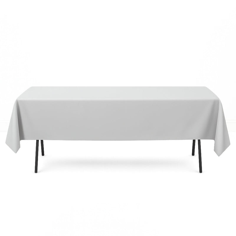 Premium Polyester Rectangle Tablecloth 60"x102" - 220GSM - Silver - By TCF Linen - thumbnail number 1