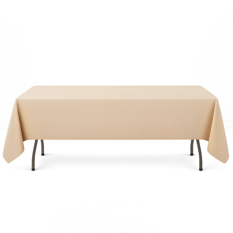 Premium Polyester Rectangle Tablecloth 60"x126" - 220GSM - Beige - By TCF Linen - thumbnail number 1