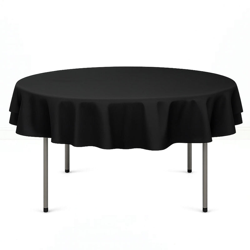 Premium Polyester Round Tablecloth 70" - 220GSM - Black - By TCF Linen - thumbnail number 1