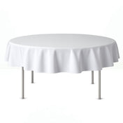 Premium Polyester Round Tablecloth 70" - 220GSM - White - By TCF Linen - thumbnail number 1