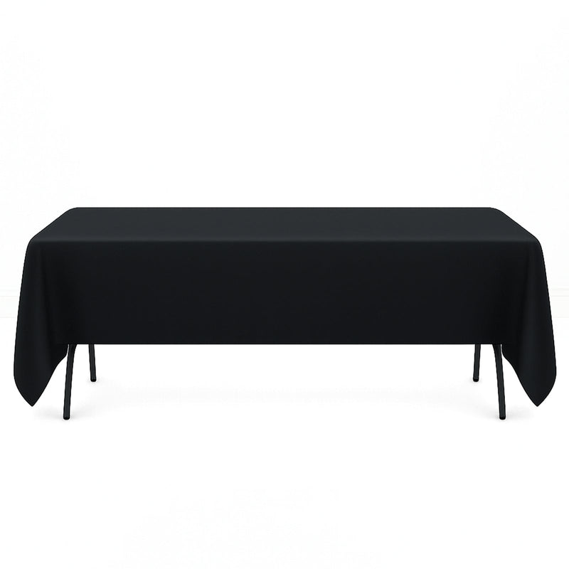 Premium Polyester Rectangle Tablecloth 72"x120" - 220GSM - Black - By TCF Linen - thumbnail number 1