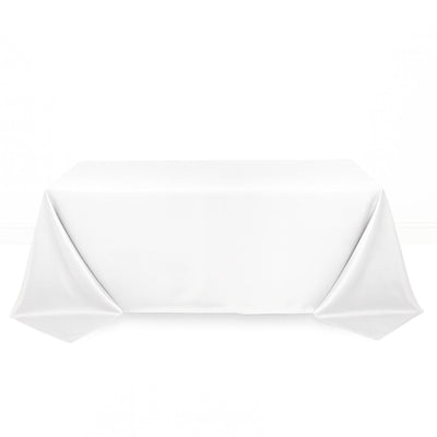 Premium Polyester Rectangle Tablecloth 90"x132" - 220GSM - White - By TCF Linen - thumbnail number 1