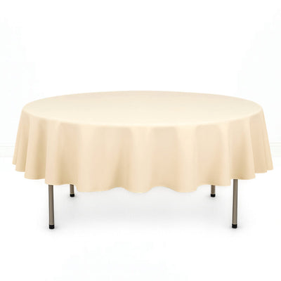 Premium Polyester Round Tablecloth 90" - 220GSM - Beige - By TCF Linen - thumbnail number 1