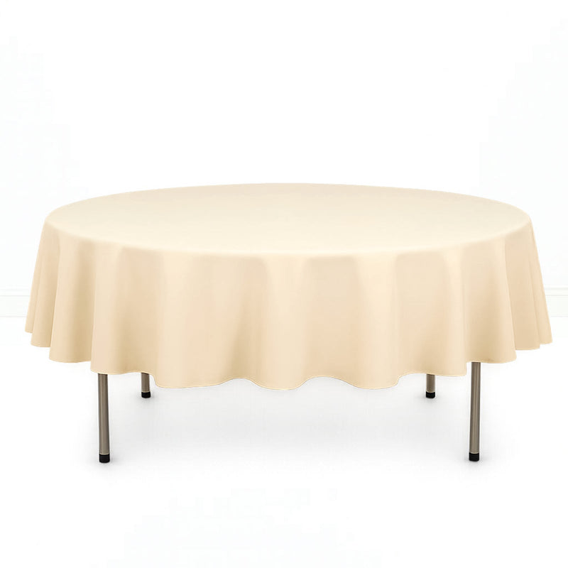 Premium Polyester Round Tablecloth 90" - 220GSM - Beige - By TCF Linen - thumbnail number 1