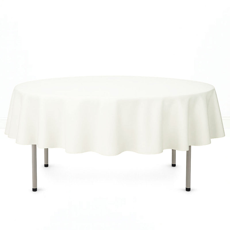Premium Polyester Round Tablecloth 90" - 220GSM - Ivory - By TCF Linen - thumbnail number 1