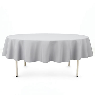Premium Polyester Round Tablecloth 90" - 220GSM - Silver - By TCF Linen - thumbnail number 1