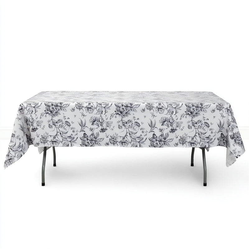 Polyester Rectangular Tablecloth 60"x102" White with French Toile Pattern - By TCF Linen - thumbnail number 2