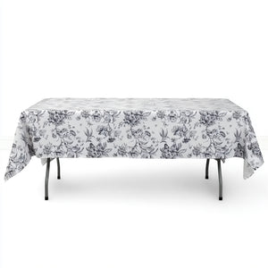 Polyester Rectangular Tablecloth 60"x102" White with French Toile Pattern - By TCF Linen