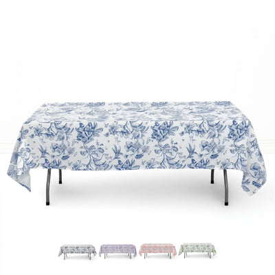 Polyester Rectangular Tablecloth 60"x102" White with French Toile Pattern - By TCF Linen - thumbnail number 1