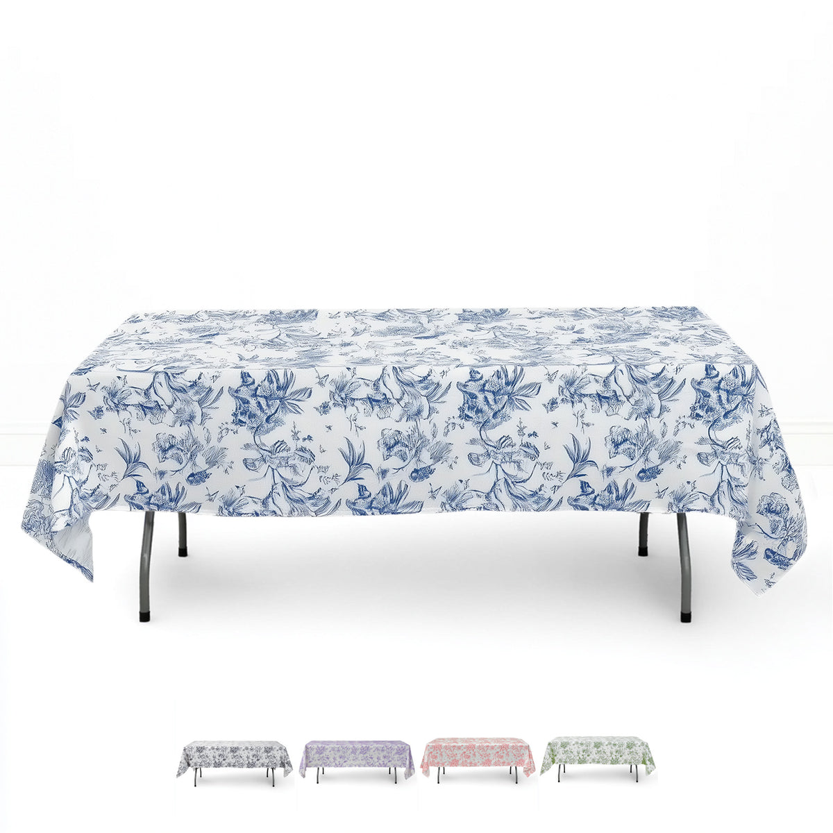 Polyester Rectangular Tablecloth 60"x102" White with French Toile Pattern - By TCF Linen